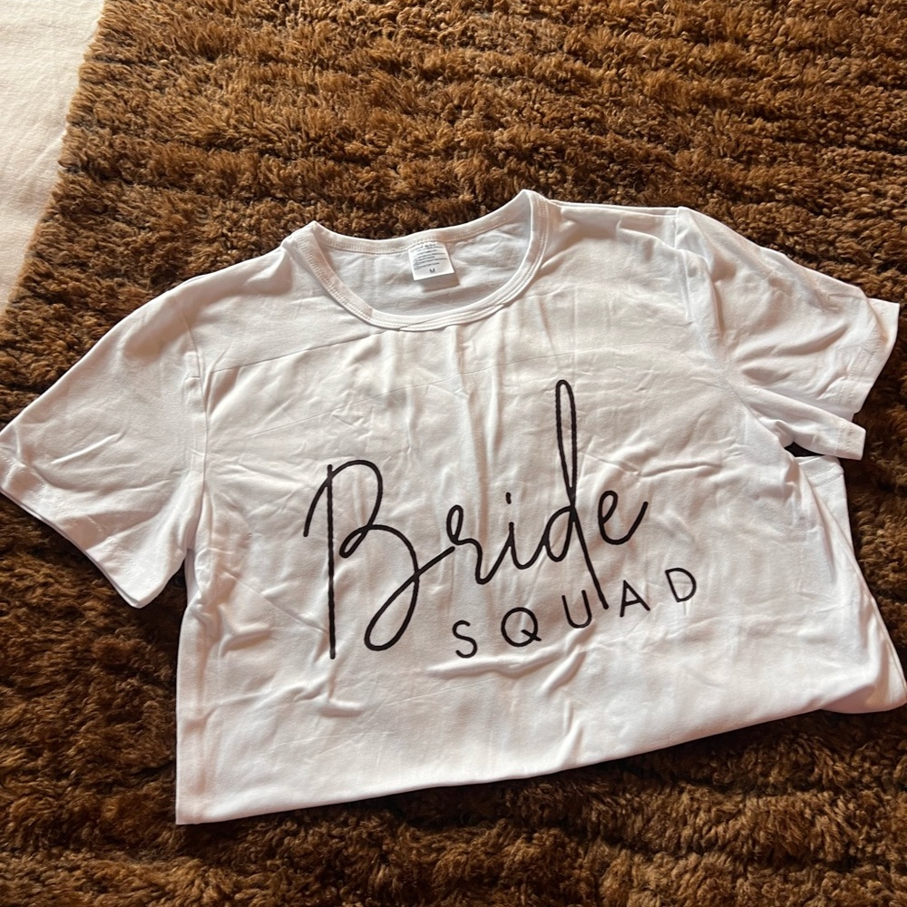 Bride Squad Crew Neck Graphic Tee - White with Black Script